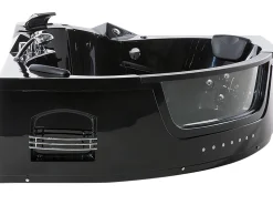 Whirlpool Badewanne Schwarz Eckmodell Mit Led 214 X 155 Cm Martinica