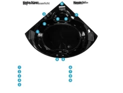 Whirlpool Badewanne Schwarz Eckmodell Mit Led 205 X 150 Cm Senado