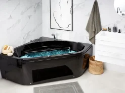 Whirlpool Badewanne Schwarz Eckmodell Mit Led 140 X 140 Cm Meves