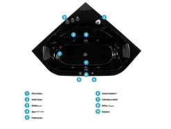 Whirlpool Badewanne Schwarz Eckmodell Mit Led 140 X 140 Cm Meves