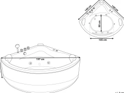 Whirlpool Badewanne Schwarz Eckmodell Mit Led 140 X 140 Cm Baracoa
