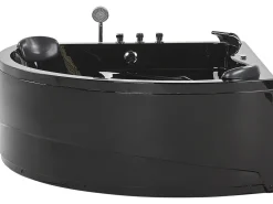 Whirlpool Badewanne Schwarz Eckmodell Mit Led 140 X 140 Cm Baracoa