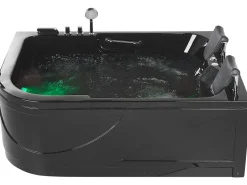 Whirlpool Badewanne Schwarz Eckmodell Mit Led 170 X 119 Cm Links Bayamo