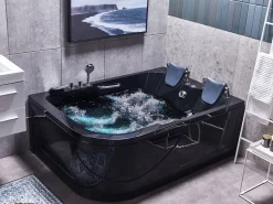 Whirlpool Badewanne Schwarz Eckmodell Mit Led 170 X 119 Cm Links Bayamo