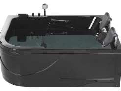Whirlpool Badewanne Schwarz Eckmodell Mit Led 170 X 119 Cm Links Bayamo