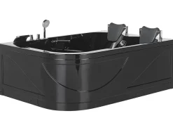 Whirlpool Badewanne Schwarz Eckmodell Mit Led 170 X 119 Cm Links Bayamo