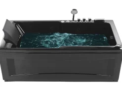 Whirlpool Badewanne Schwarz Rechteckig Mit Led 169 X 81 Cm Links Artemisa