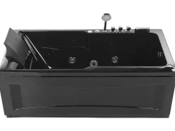 Whirlpool Badewanne Schwarz Rechteckig Mit Led 169 X 81 Cm Links Artemisa