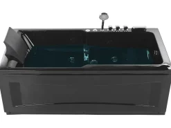 Whirlpool Badewanne Schwarz Rechteckig Mit Led 169 X 81 Cm Links Artemisa