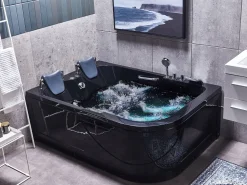 Whirlpool Badewanne Schwarz Eckmodell Mit Led 170 X 119 Cm Rechts Bayamo