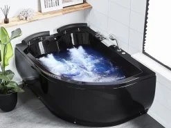 Whirlpool Badewanne Schwarz Eckmodell Mit Led Rechts 160 Cm X 113 Cm Paradiso
