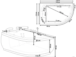 Whirlpool Badewanne Schwarz Eckmodell Mit Led Rechts 160 Cm X 113 Cm Paradiso