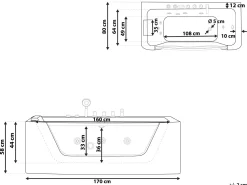 Whirlpool Badewanne Weis Eckmodell 170 X 80 Cm Links Puquio