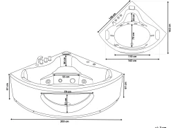 Whirlpool Badewanne Weis Eckmodell Mit Led 205 X 146 Cm Tocoa