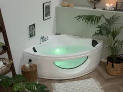 Whirlpool Badewanne Weis Eckmodell Mit Led 205 X 146 Cm Tocoa