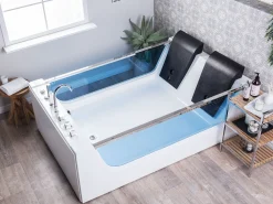 Whirlpool Badewanne Weis Rechteckig Mit Led 180 X 120 Cm Curacao