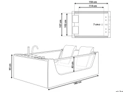 Whirlpool Badewanne Weis Rechteckig Mit Led 180 X 120 Cm Curacao