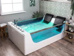 Whirlpool Badewanne Weis Rechteckig Mit Led 180 X 120 Cm Curacao