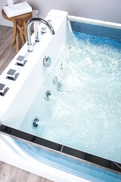 Whirlpool Badewanne Weis Rechteckig Mit Led 180 X 120 Cm Curacao