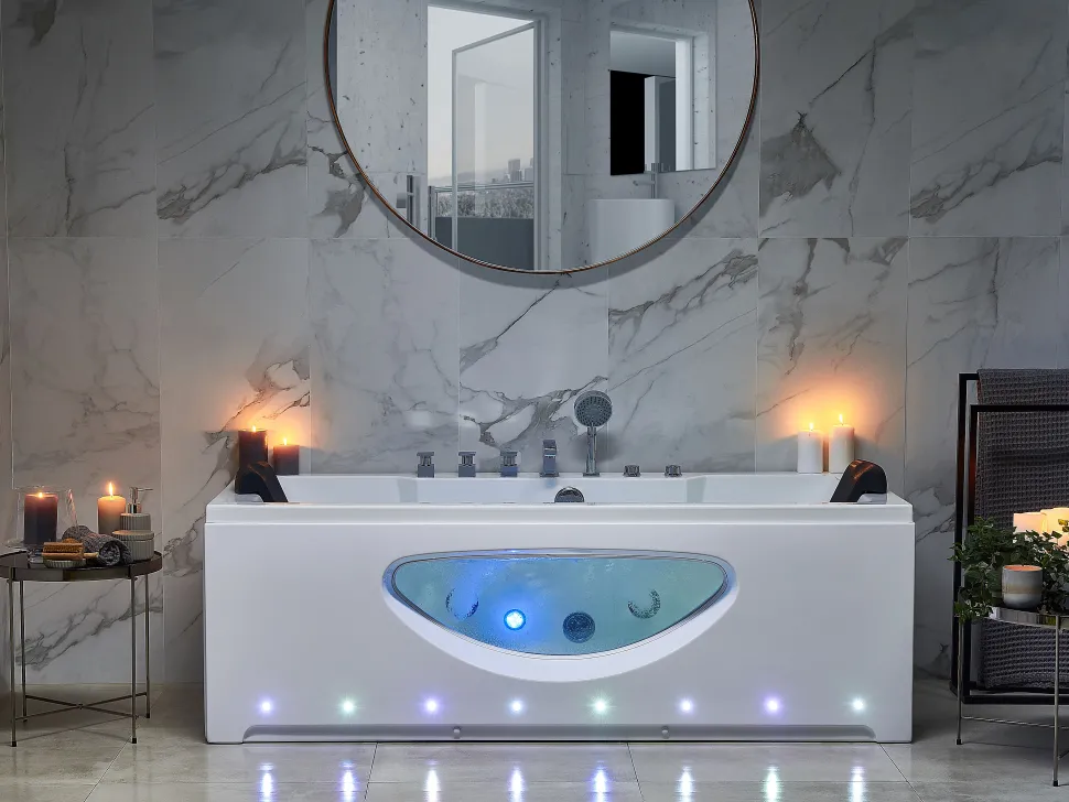 Whirlpool Badewanne Weis Rechteckig Mit Led 180 X 80 Cm Hawes