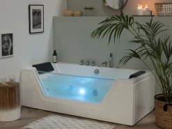 Whirlpool Badewanne Weis Led Unterwasserbeleuchtung 174 X 80 Cm Samana