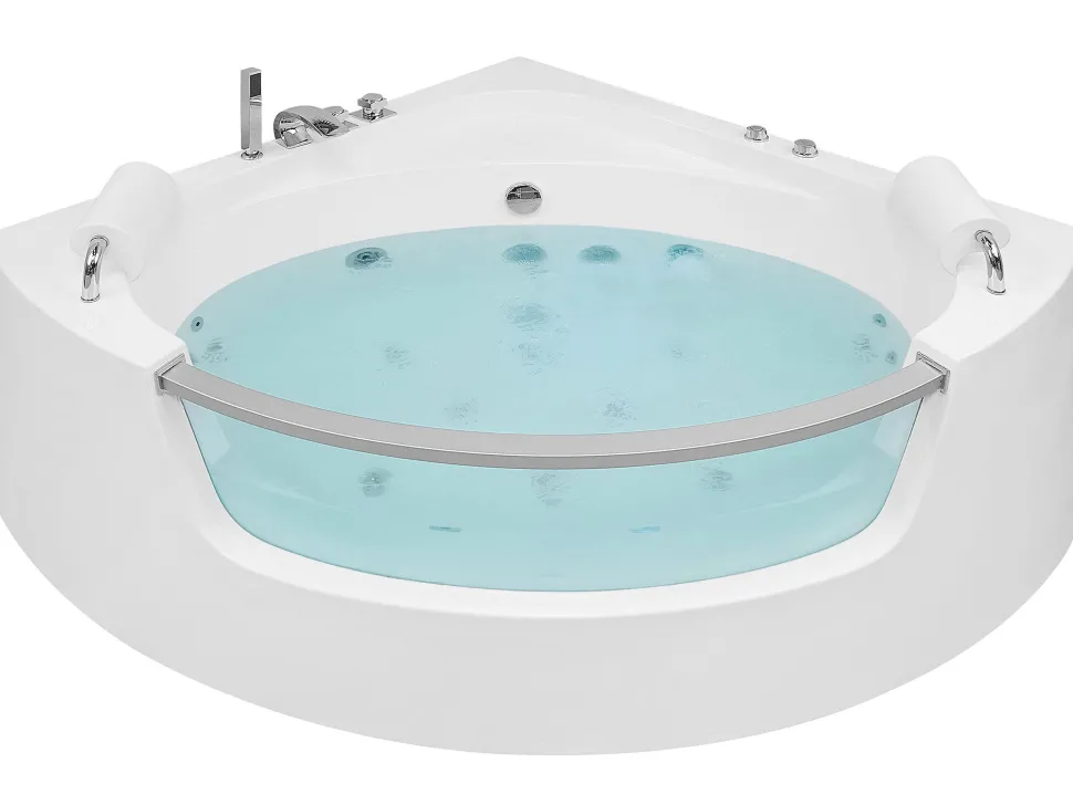 Whirlpool-Badewanne Weis Eckmodell Mit Led 200 X 150 Cm Mangle