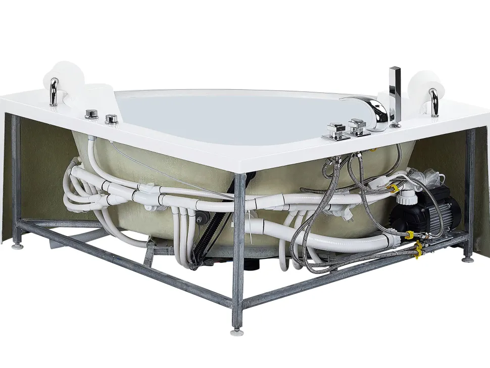 Whirlpool-Badewanne Weis Eckmodell Mit Led 200 X 150 Cm Mangle