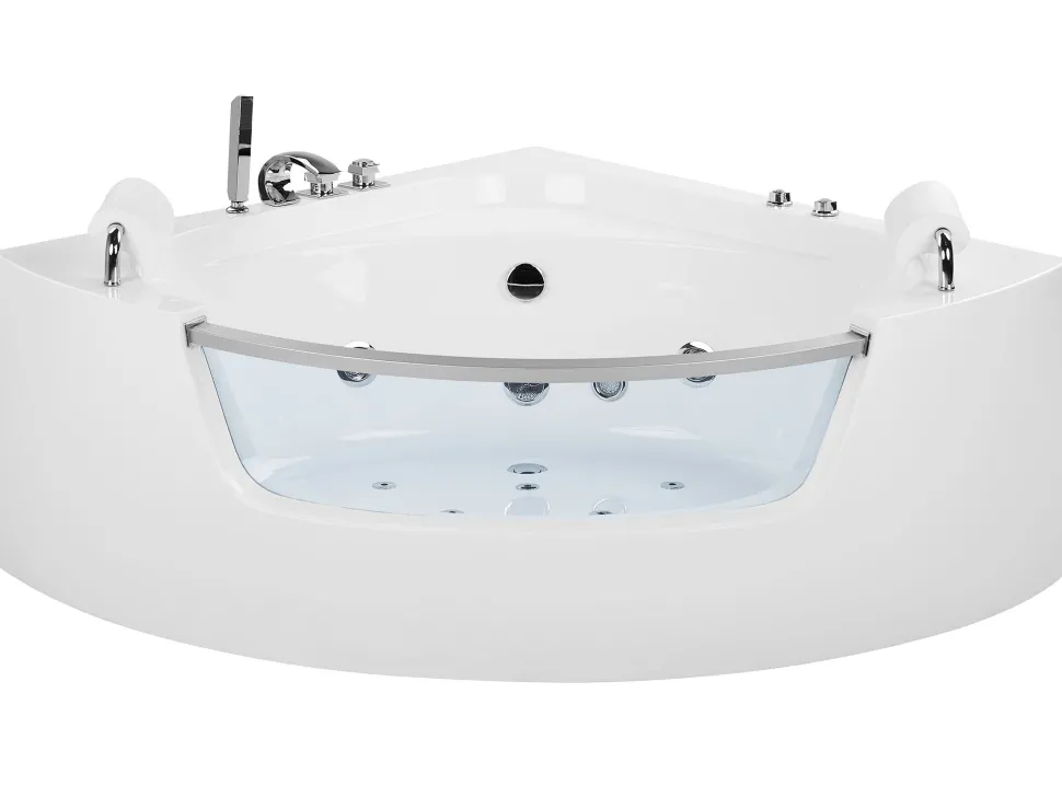 Whirlpool-Badewanne Weis Eckmodell Mit Led 200 X 150 Cm Mangle