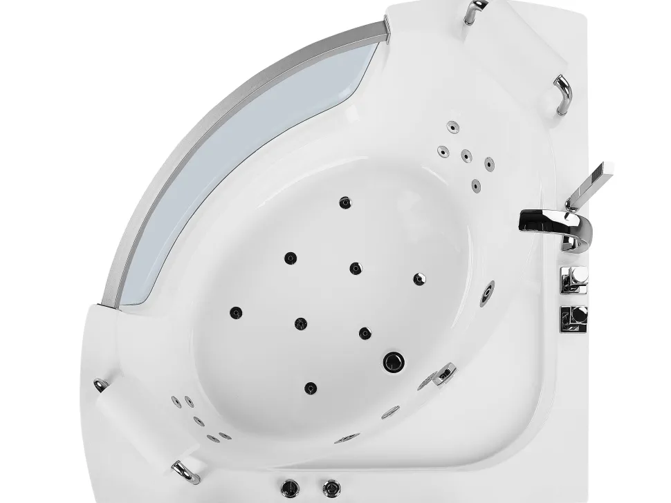 Whirlpool-Badewanne Weis Eckmodell Mit Led 200 X 150 Cm Mangle